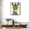 Funny Animal Canvas Wall Art, Hipster Zebra Blowing Bubblegum Wearing Sunglasses Trendy Poster