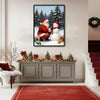 Santa & Snowman Framed Wall Art Vintage Oil Painting Christmas Print