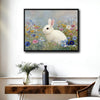 White Bunny Wildflower Meadow Canvas Wall Art