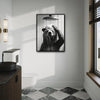 Funny Bear Showering Canvas Wall Art Black White Bathroom Wall Hanging
