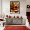 Santa & Little Deer Framed Wall Art Vintage Oil Painting Christmas Print