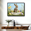 Easter Bunny Spring Floral Canvas Wall Art