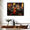 Retro Jazz Band Canvas Print, Black Female Bassist Harlem Night Club Music Wall Art