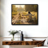 Inspirational Jesus Lost Sheep Wall Print, Christ Kneeling With Open Arms Country Road Christian Home Canvas Decor