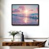 Dreamy Glitter Pink Beach Canvas, Magical Pastel Coastal Seascape Wall Decor