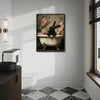 Vintage Black Rabbit Claw Tub Pink Roses Bathroom Canvas Wall Art