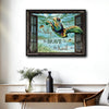 Sea Turtle Underwater Window Canvas Print, Be Silly Be Brave Be Kind Coastal Wall Art