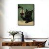 Black Cat Red Wine Glass Canvas Wall Art