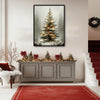 Snowy Lighted Christmas Tree Foggy Forest Framed Wall Art Christmas Decoration