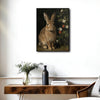 Dark Vintage Rabbit Berry Floral Vertical Canvas Wall Art