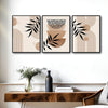 Set of 3 Neutral Boho Abstract Geometric Palm Leaf Framed Wall Art Prints