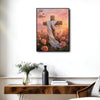 He is Risen Cross White Drape Rose Field Religious Canvas Wall Art