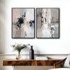 2 Piece Modern Muted Tone Urban Block Abstract Canvas Prints Thick Texture Contemporary Neutral Cityscape Wall Art