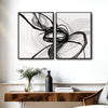 Set of 2 Black Ink Flow Abstract Canvas Wall Art Minimalist Translucent Ribbon Line Framed Wall Decor Living Room Bedroom