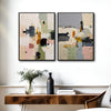 Set of 2 Neutral Pastel Textured Abstract Canvas Wall Art Organic Modern Decor