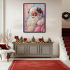 Pink Santa Claus Holly Berry Framed Wall Art Christmas Decoration