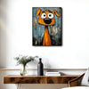 Abstract Orange Funny Dog Canvas Wall Art, Whimsical Big Eyed Cartoon Dog Painting, Modern Graffiti Style Pet Wall Decor for Living Room Bedroom