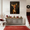 Cute Rudolph Reindeer Framed Wall Art Vintage Oil Painting Christmas Holiday Print