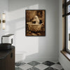 Vintage Ghost Reading Bathtub Black Cat Halloween Framed Wall Art Print