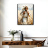 Inspirational Jesus The Good Shepherd Wall Print, Jesus Holding Lamb On Shoulders Farm Field Christian Canvas Decor