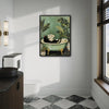 Black Cat Reading Newspaper Bathtub Canvas Wall Art