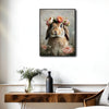 Vintage Lop Bunny Rose Flower Crown Floral Canvas Wall Art