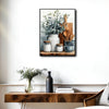 Rustic Farmhouse Kitchen Canvas Wall Art, Eucalyptus Vase Ceramic Jars Cooking Utensils Watercolor Poster