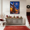 Christmas Town Street Night Fireworks Framed Wall Art Christmas Decoration