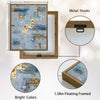 2 Piece Modern Soft Blue Gold Leaf Abstract Canvas Prints Thick Texture Coastal Contemporary Luxury Wall Art