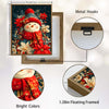 Christmas Snowman Poinsettia Framed Wall Art Vibrant Winter Floral Holiday Print