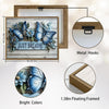 Farmhouse Relaxing Wall Decor, Two Blue Butterflies & Blue Flowers With Quote Just Breathe, Distressed White Wood Plank Background 3D Textured Look Horizontal Inspirational Canvas Artwork