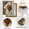 Whimsical Yorkie Bathroom Poster, Elegant Yorkshire Terrier With Lace Spa Towel Print, Humorous Restroom Wall Art For Dog Lovers