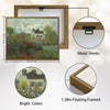 Monet Garden Landscape Framed Canvas Print, Classic Impressionism Colorful Flower Garden House Scenery Painting, Retro Farmhouse Bedroom Office Wall Art
