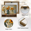 Sunflower Wildflower Mason Jar Canvas Wall Art, Three Glass Jars Floral Still Life Horizontal Print, Farmhouse Rustic Country Sunflower Wall Decor