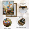 Easter Bunny Blue Bow Holding Egg Basket Wildflower Canvas Wall Art