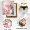 Valentine Pink Floral Perfume Bottle Canvas Wall Art, Soft Pink Rose Peony Vase Still Life Framed Canvas Print, Romantic Coquette Bedroom Vanity Wall Decor