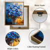 Blue Wildflowers Glass Vase Canvas Wall Art, Thick Brushstroke Impasto Oil Painting Floral Vertical Print, Modern Farmhouse Vibrant Flower Home Wall Decor