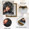 I Am African Woman Canvas Wall Art, Inspirational Afro Black Woman Positive Affirmation Portrait Painting, Motivational Black Girl Magic Wall Decor