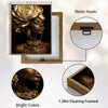 Dark Luxury Gold Rose Canvas Poster, Elegant Black Woman with Golden Rose Necklace & Earrings Artwork for Gallery Wall Vanity Room Decor