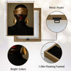 Moody Luxury Portrait Canvas Poster, Black Woman with Gold Blindfold Artwork for Office Gallery Wall Glam Home Decor