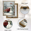 Red Truck Snowman Cardinal Bird Framed Canvas Wall Art, Country Christmas Decor