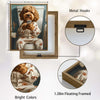 Goldendoodle Dog On Toilet With Phone Canvas Wall Art, Funny Paw Print Pajamas Dog Vertical Print, Humorous Bathroom Restroom Wall Decor