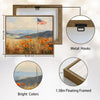 Country Landscape American Flag & Golden Wildflower Field Framed Canvas Print, Farmhouse Independence Day Wall Art