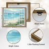 Open White Window Beach Sailboat Canvas Print, Coastal Ocean View Horizontal Wall Art