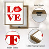Valentine LOVE Red Lips Canvas Wall Art, Glossy 3D Style Red Letter & Lip Print Framed Canvas Print, Modern Romantic Bedroom Wall Decor