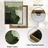 2 Piece Muted Dark Emerald Green Gold Line Abstract Canvas Prints Modern Organic Fluid Ink Neutral Wall Art