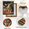 Brown Rabbit Strawberry Basket White Floral Vintage Canvas Wall Art