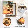 Pastel Sunset Palm Tree Canvas Poster, Dreamy Tropical Island Scenery Artwork for Vacation Home Gallery Wall Decor