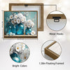 Teal Blue Glass Mason Jars White Daisy Hydrangea Canvas Wall Art, Faith Hope Love Floral Still Life Horizontal Print, Farmhouse Rustic Country Flower Wall Decor