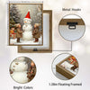 Kids & Snowman Framed Wall Art Vintage Oil Painting Christmas Print